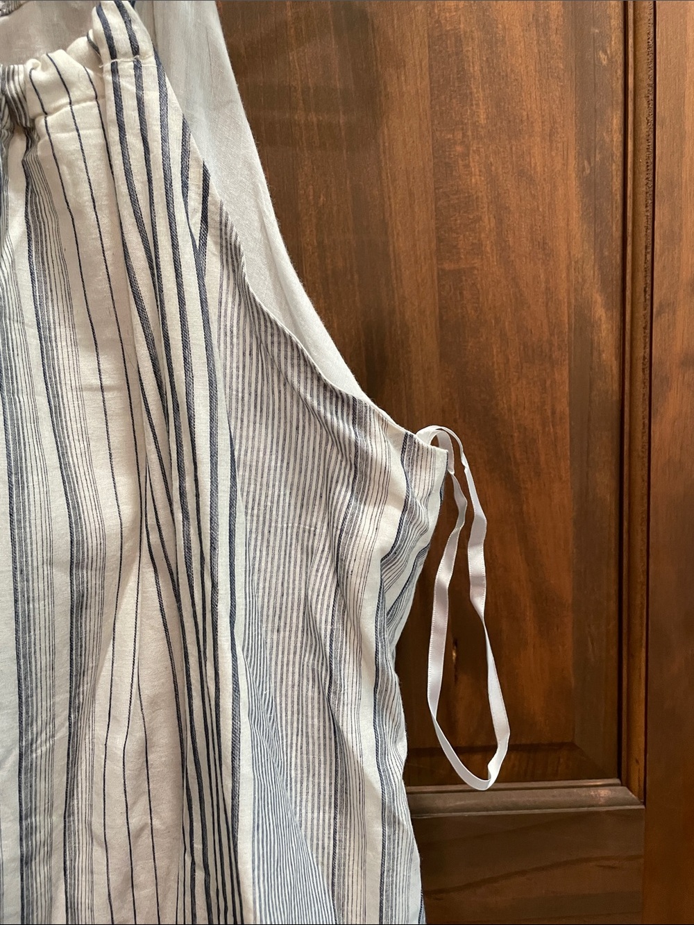 Doe & Rae Light Gray Striped Tie-Shoulder Dress - Picture 4 of 7